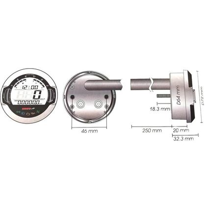 Koso D64 DL - 03S Black Speedometer Tachometer Lights Display LCD Universal Temperature indicator