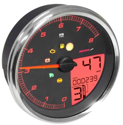 Koso HD - 05 Harley - Davidson sølvring Universel Tachometer Ref : KOS00138A / 1155327 