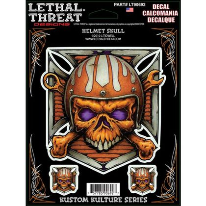 Planche de stickers Lethal Threat HELMET SKULL 150x200mm LT90692 Universel