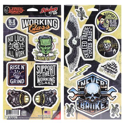 Planche de stickers Lethal Threat BLUE COLLAR SERIES 300x150mm x2 Universel Ref : LEH00051A / 209330 