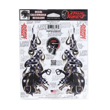 Planche de stickers Lethal Threat RACE SKULLS DROIT GAUCHE 150x200mm Universel
