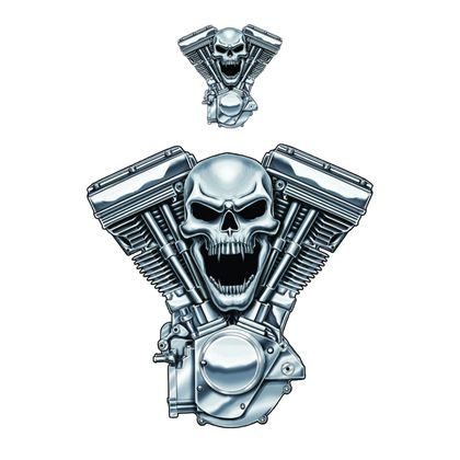 Planche de stickers Lethal Threat MINI V - TWIN ENGINE SKULL 60x80mm Universel