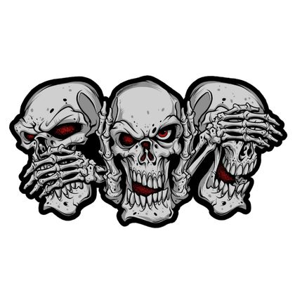 Planche de stickers Lethal Threat MINI SEE SPEAK HEAR NO EVIL SKULLS 60x80mm Universel