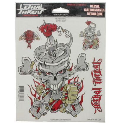 Planche de stickers Lethal Threat PISTON SKULL 150x200mm LT88013 Universel
