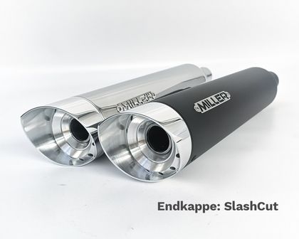 Miller Exhaust Poliert, SlashCut-Endstück Ø38mm Schalldämpfer Universell