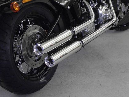 Miller Exhaust Poliert, SlashCut-Endstück Schalldämpfer Ref : MIL00481A / HD-FLSTSB-X6.02 HARLEY DAVIDSON 1584 FLSTSB 1584 SOFTAIL CROSS BONES - 2008 - 2015