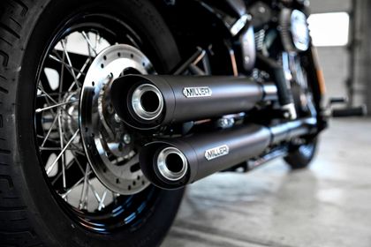 Miller Exhaust Polished, Black SlashCut Tip Silencer Ref : MIL00786A / HD-SB-114-X39-X48.03 