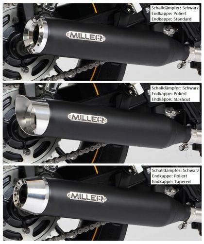 Miller Exhaust Black, Polished SlashCut Tip Silencer Ref : MIL01000A / HO-CMX500E4-X36.08 HONDA 500 CMX 500 A REBEL ABS (PC56) - 2017 - 2020