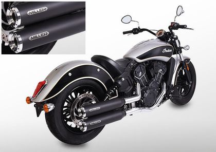 Miller Exhaust Black, Polished Standard Tip Silencer Ref : MIL01141A / IN-SCT-S-II-X21.06 INDIAN 1000 SCOUT SIXTY - 2017 - 2020