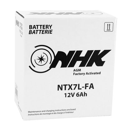Batterie NHK 12V 6 Ah NTX7L FA SANS ENTRETIEN PRETE A EMPLOI Lg114xL71xH131mm ACTIVEE EN USINE QUALITE PREMIUM - EQUIVALENT YTX7L