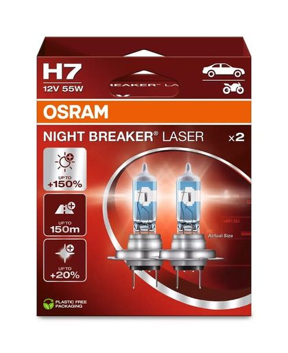 Osram H7 Night Breaker Laser 12V 55W PX26d - paarweise Glühbirne Universell Ref : OSRM00084A / 1129535 