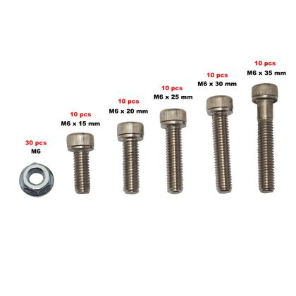 P2R BOUTEILLE CHC 6 ZIJDE HOL M6 x 15 20 25 30 35 mm MOER M6 ASSORTIMENT Kit Visserie Moto Universeel