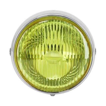 P2R UNIVERSAL ROUND PROJECTOR CHROME SURROUND YELLOW GLASS DIAM 140 mm BULB BA20D Headlight