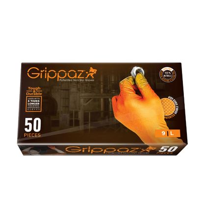 P2R NITRILE FISH SCALES CHEMICAL RESISTANT OILS, PETROL ORANGE T9 L BOX 50 Universal Work gloves