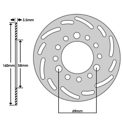 Disque de frein Rond P2R EXT 160mm,INT 58mm,3 TROUS