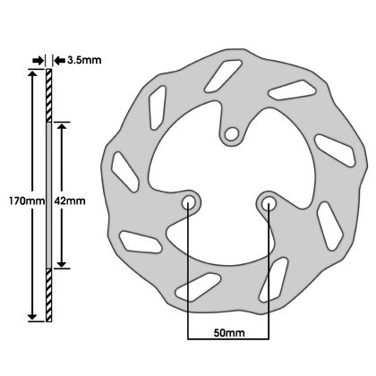Disque de frein Wave P2R EXT 170mm,INT 42mm,3 TROUS