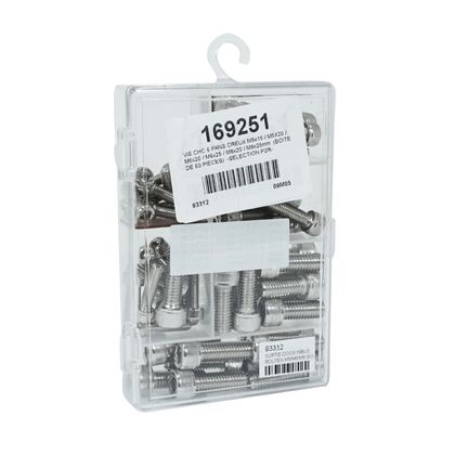 Kit Visserie Moto P2R VIS CHC 6 PANS CREUX M5 x 15 mm - M5 20 mm - M6 x20 mm - M6 25mm - M8 20mm - M8 25mm BOITE 60 PIECES Universel