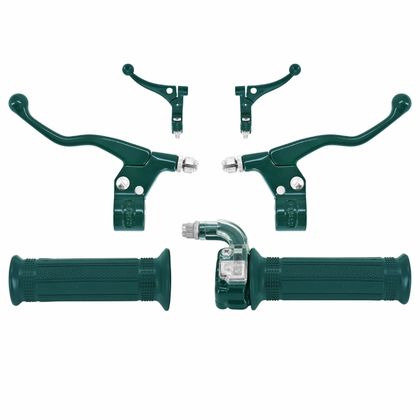 Kit poignée de guidon et levier P2R TARGA MINI METAL VERT FONCE Universel