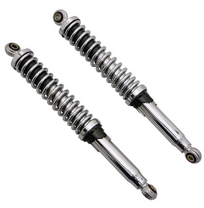 P2R ADJUSTABLE CHROME SPACING 360 mm UPPER MOUNT DIAMETER 10 mm LOWER 8 mm PAIR Shock absorber