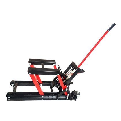 Lève moto P2R LEVE - CRIC HYDRAULIQUE CAPACITE 680 Kg 4 ROULETTES HAUTEUR MAXI 37,5 cm MINI 11 cm 600x310mm Universel