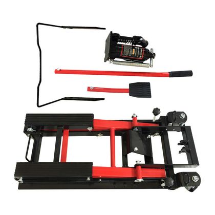 Lève moto P2R LEVE - CRIC HYDRAULIQUE CAPACITE 680 Kg 4 ROULETTES HAUTEUR MAXI 37,5 cm MINI 11 cm 600x310mm Universel