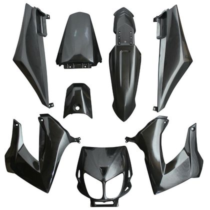 Kit carénage P2R CARROSSERIE-CARENAGE 50 A BOITE ADAPTABLE DERBI 50 SENDA 2000+2010 NOIR BRILLANT (KIT 8 PIECES) -P2R-