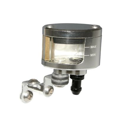 Bocal de maître cylindre P2R BOCAL-RESERVOIR DE MAITRE CYLINDRE DE FREIN UNIVERSEL OVALE ALU CNC ARGENT (SORTIE DESSOUS DROITE) -P2R- Universel