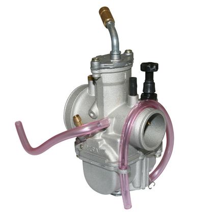Carburateur P2R CARBURATEUR TYPE PWK 28 SILVER A BOISSEAU PLAT AVEC POWER JET ENTRE AIR POLI + COUDE TOURNANT + STARTER A TIRETTE -QUALITE PREMI Universel