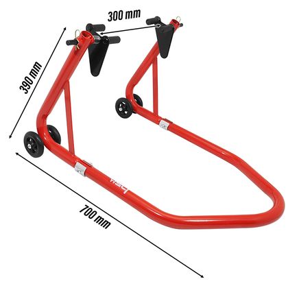 P2R LIFT - UNIVERSAL FRONT STAND RED STEEL RUBBER WHEEL SUPPORT Universal Stand