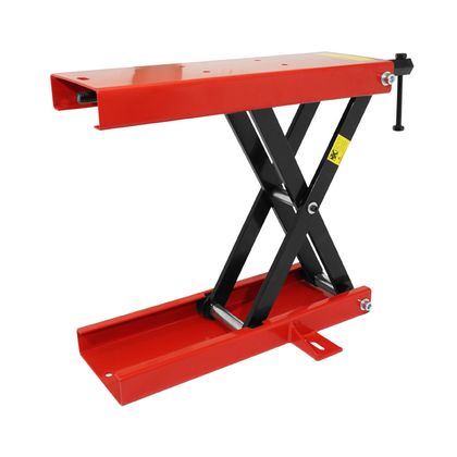 Lève moto P2R LEVE - PONT MECANIQUE A VIS SUPPORTS ACIER ROUGE HAUTEUR min 90mm - max 405mm Universel
