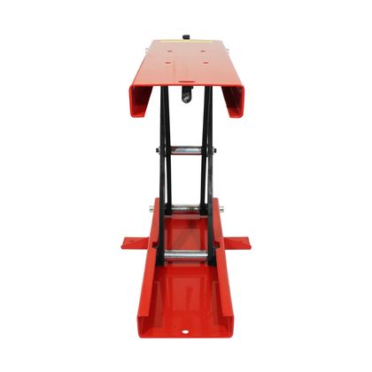 Lève moto P2R LEVE - PONT MECANIQUE A VIS SUPPORTS ACIER ROUGE HAUTEUR min 90mm - max 405mm Universel