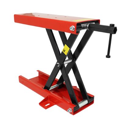 Lève moto P2R LEVE - PONT MECANIQUE A VIS SUPPORTS ACIER ROUGE HAUTEUR min 90mm - max 405mm Universel