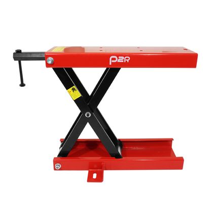 Lève moto P2R LEVE - PONT MECANIQUE A VIS SUPPORTS ACIER ROUGE HAUTEUR min 90mm - max 405mm Universel