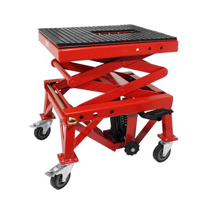 Lève moto P2R LEVE - PONT TROTTINETTE HYDRAULIQUE A COLONNE SUR ROULETTES HAUTEUR MINI 38cm MAXI 95cm ACIER ROUGE Universel