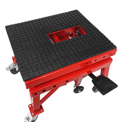 Lève moto P2R LEVE - PONT TROTTINETTE HYDRAULIQUE A COLONNE SUR ROULETTES HAUTEUR MINI 38cm MAXI 95cm ACIER ROUGE Universel
