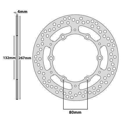 Disque de frein Rond P2R EXT 267 mm - INT 132 mm - 6 TROUS