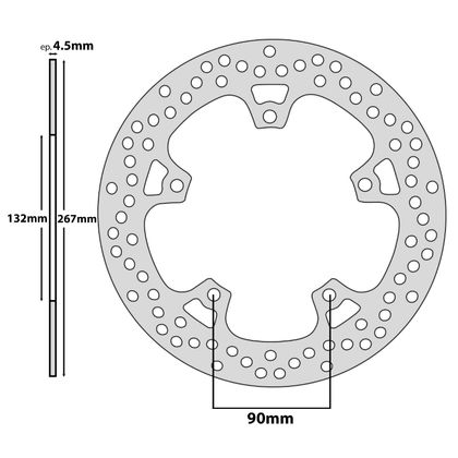 Disque de frein Rond P2R EXT 267mm - INT 132mm - 5 TROUS