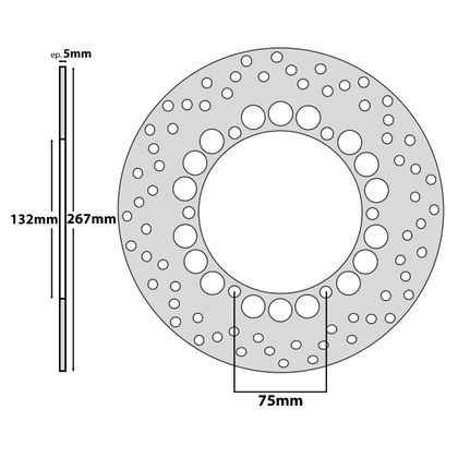 Disco de travão Redondo P2R EXT 267mm - INT 132mm - 6 FUROS OEM 5VU - 2582W 00 - 00