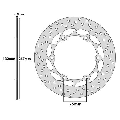 P2R EXT 267mm - INT 132mm - 6 HOLES OEM 4B5 - 2582V 00 - 00 Round brake disc