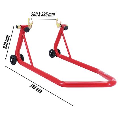 P2R UNIVERSAL MONOBLOCK REAR STAND RED STEEL V-SHAPED SUPPORT TUBE DIAM 38 mm MAX LOAD 295 kg Universal Stand