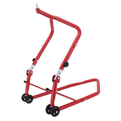 Béquille P2R LEVE - BEQUILLE STAND AVANT FIXATION SOUS TE FOURCHE ACIER ROUGE HAUTEUR REGLABLE 67 à 88 cm Universel