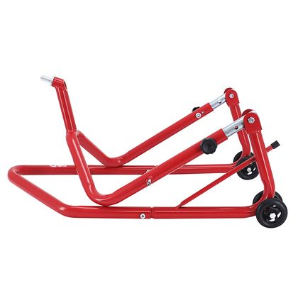 Béquille P2R LEVE - BEQUILLE STAND AVANT FIXATION SOUS TE FOURCHE ACIER ROUGE HAUTEUR REGLABLE 67 à 88 cm Universel