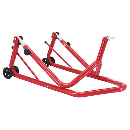 Béquille P2R LEVE - BEQUILLE STAND AVANT FIXATION SOUS TE FOURCHE ACIER ROUGE HAUTEUR REGLABLE 67 à 88 cm Universel