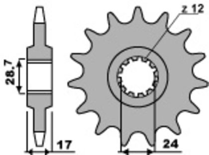 PBR Standard Stahlriztel vorne 2073 - 525 Ritzel für den Ausgang des Getriebes Ref : PBR00626A / 1077539001 