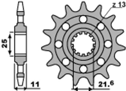 PBR Standard Stahlriztel vorne 2172 - 520 Ritzel für den Ausgang des Getriebes Ref : PBR01196A / 1077594004 