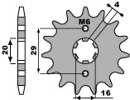 PBR Standard Stahlriztel vorne 425 - 428 Ritzel für den Ausgang des Getriebes Ref : PBR01213A / 1077702003 