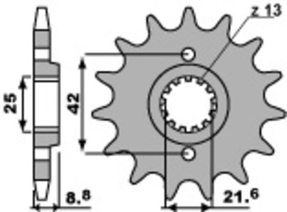 PBR Standard Stahlriztel vorne 523 - 520 Ritzel für den Ausgang des Getriebes Ref : PBR01220A / 1077734001 