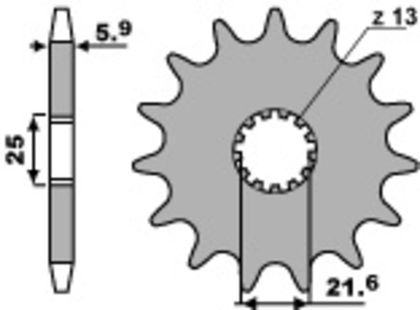 PBR Steel Standard 565 - 520 Gearbox output pinion Ref : PBR01224A / 1077749006 