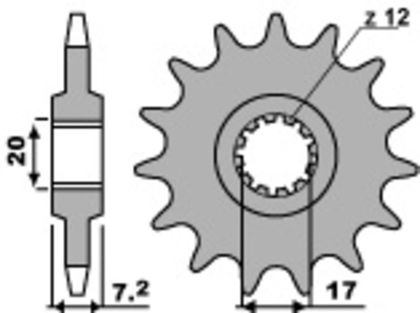 PBR Standard Stahlriztel vorne 600M - 420 Ritzel für den Ausgang des Getriebes Ref : PBR01249A / 1108896002 