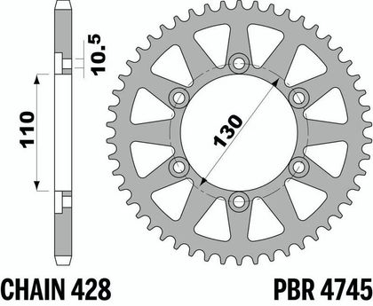 PBR Standard C45 Steel Rear 4745 - 428 Sprocket Ref : PBR01499A / 1149262001 